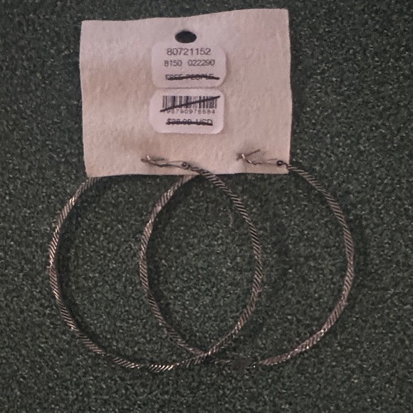 Free People Twisted Silver Hoop Earrings - Picture 2 of 3